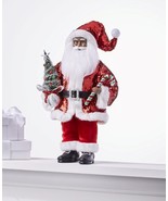 Holiday Lane Christmas Cheer 18&quot; Santa with Tree &amp; Candy Cane C210292 - £32.48 GBP