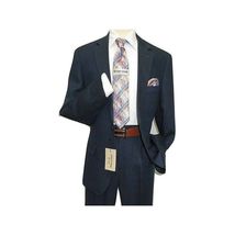 Men's Summer Linen Suit Apollo King Half Lined 2 Button European LN2 Navy Blue image 2