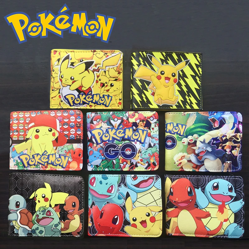 Pokemon PU Wallets Anime Figures Pikachu Squirtle Portable MultiFunction Purse - £12.87 GBP