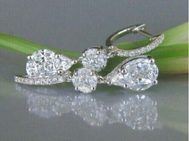 2Ct Pear Cut Cubic Zirconia Beauty Drop Dangle Earring 14K White Gold Plated - £90.19 GBP