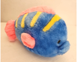 Vintage Fish Plush Stuffed Animal Blue Pink Yellow Stripes Soft Toy - $29.58