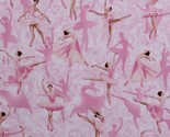 Cotton Ballet Dancing Prima Ballerina Pink Fabric Print by the Yard D673.74 - £10.04 GBP