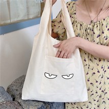 Tote Bag Women‘s Canvas Shopping Bags Chest Funny Print Pure Cotton Portable One - £9.40 GBP