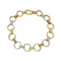 Authenticity Guarantee 
14k Gold Tri Color Rolo Link Bracelet 8 inch - £561.86 GBP