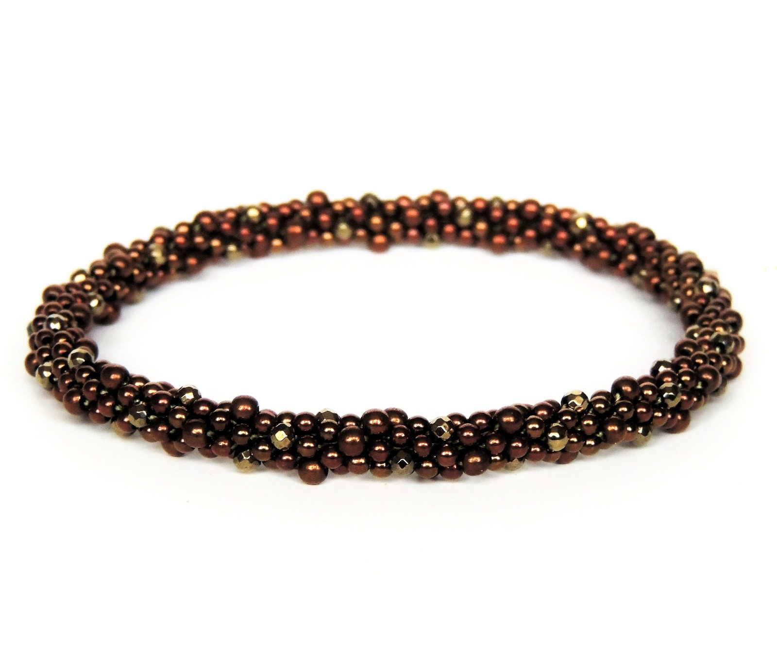 Primary image for Natural Hematite copper color Gemstone Beaded Bracelet Faceted and Round Bead 