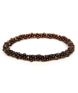 Dark copper Natural Hematite Nepal Styl Crochet Gemstone Beaded Stretch Bracelet - $467.62 MXN