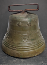 Antique Bronze Swiss Cowbell with Cast Medallions and Nice Reverb c.1800&#39;s - £98.40 GBP