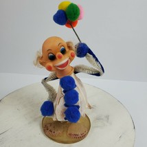 Vintage 1970s Seashell Clown Smiling 7.5&quot; + Balloons Handmade Figurine - £14.78 GBP