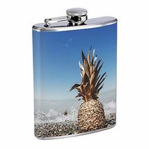 Beach Pineapple Hip Flask Stainless Steel 8 Oz Silver Drinking Whiskey S... - £7.81 GBP