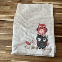 Lambs &amp; Ivy Owls White Pink Polka Dot Baby Blanket 29.5”x38.5” **READ** - £17.24 GBP