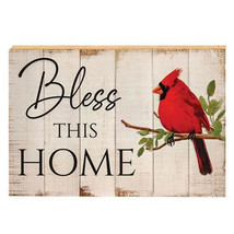 Bless This Home Cardinal Block 5.5&quot; x 8&quot;  Free Standing Cardinal Art - £16.37 GBP