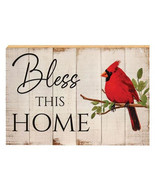 Bless This Home Cardinal Block 5.5&quot; x 8&quot;  Free Standing Cardinal Art - £16.09 GBP