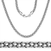 3.2mm Popcorn Italian Link Chain Necklace 14k White Gold 925 Sterling Si... - £22.09 GBP
