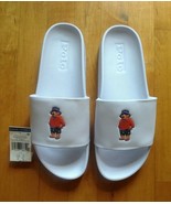 Polo Ralph Lauren Bear Slides Men&#39;s White Beach Sandals Size 9,10,12,13 - £42.98 GBP