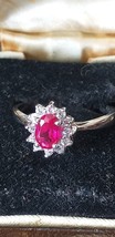 Vintage 1980-s 925 Sterling Silver Pink Zircon and CZ Ring  Size US 6 1/... - £69.40 GBP