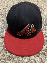 New Era Atlanta Braves Fitted Hat 7 3/8&quot; Patch Official On Field Cap MLB... - $19.75