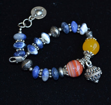 Statement bracelet, gemstone bracelet, lapis bracelet, tribal, agate (B363) - £19.66 GBP