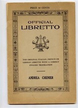 Andrea Chenier by Umberto Giordano Official Libretto with English Transl... - £11.68 GBP