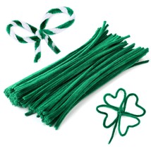 100 Pcs Christmas Pipe Cleaners, Green Craft Pipe Cleaners Chenille Stem... - £11.00 GBP