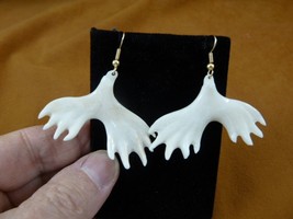 (AK-ER-100) white Alaska Moose ANTLER shaped dangle earrings from Maine - $21.49