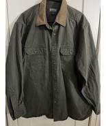 Woolrich Shirt XL Green Heavy Canvas Button Up Collared Long Sleeve Outd... - £25.71 GBP