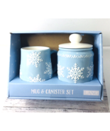 Mug &amp; Canister Set Light Blue Hand Painted By Lang *NEW* - $27.23