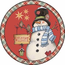 Welcome Snowman Novelty Circle Coaster Set of 4 - £15.76 GBP