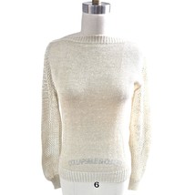Vtg 70s 80s Golden Touch Acrylic Blend Fishnet/Knit Sweater Beige/Silver... - $67.32