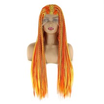 Orange Highlight Yellow Box Braided Wigs Synthetic Lace Front Wigs For Black Wom - $55.99