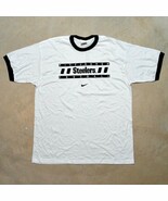 Vintage Pittsburgh Steelers Nike Pro Line Made in USA Flocked Ringer T-s... - $470.61 MXN