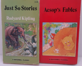 Watermill Classic Books Lot of 2 Just So Stories &amp; Aesop&#39;s Fables Vintage - £6.30 GBP