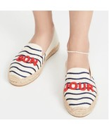 Soludos Bonjour Natural Navy Stripe Espadrilles Size 7 - $42.08