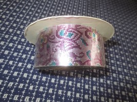 NEW 1 7/16&quot; LAVENDER FLORAL ACETATE &amp; GOLD METALLIC Ribbon - 10 Yd. Roll - $6.77 CAD