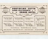 Portofino Vette Gran Ristorante Grand Hotel Brochure Genoa Italy Panoram... - £21.98 GBP