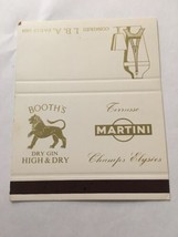 Vintage Matchbook Cover Matchcover Booth’s Dry Gin Terusse Martini Paris - £2.52 GBP