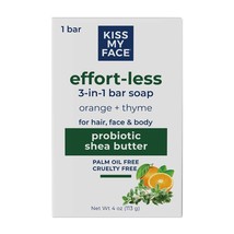 Kiss My Face Effort-Less 3-in-1 Bar Soap - Orange + Thyme - Probiotic Bar Soap f - £19.97 GBP