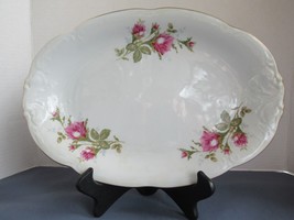 Wawel Poland platter Rose Garden oval 13&quot;white gold trim - £17.55 GBP