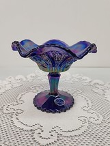 Vtg Imperial Glass Cobalt Blue Carnival Compote Pedestal Footed Candy Dish EUC - $19.34