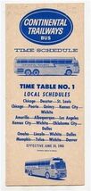Continental Trailways Bus Time Schedule 1966 Time Table No 1 Local Sched... - $17.82