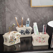 Ceramic Toothbrush Holder Storage Box Cover Couple Clothes - $33.50