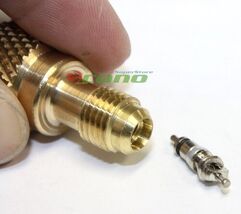 ACME AC R134a Brass Adapter Fitting 1/2" MALE Flare w/ valve core to 1/4... - $9.99