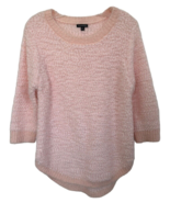 HANNAH Women&#39;s Eyelash Sweater Soft Round Neck 3/4 Sleeve Size M Pink - $27.14 CAD