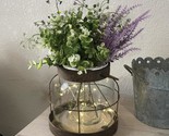 Vintage Glass Farmhouse Vase, Rustic Lantern Decor With Plants, Lavender... - $45.92