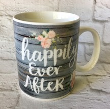 Happily Ever After Porcelain Coffee Mug Cursive P Graham Dunn Roses 14 O... - $166.12 MXN