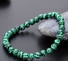 Energy Balance Chrysocolla Malachite Green Gemstone Stretch  Bracelet NWT - $13.86