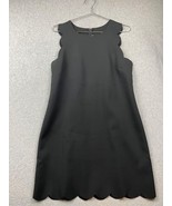 J Crew Scalloped Shift Dress Women Size 8 Black Minimalist Simple Modern... - $38.88