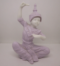 MCM Siam Thai Temple Dancer Porcelain Purple and White Seated Rare 5in - $18.80