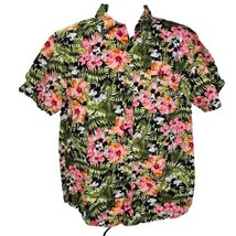Disney Mickey Mouse Hawaiian Dress Shirt Mens L Vacation Floral Button U... - £22.08 GBP