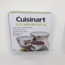 Cuisinart Stainless Steel Mixing Bowl 3 Piece Set With Lids Bowls - New ... - £27.10 GBP