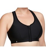 Glamorise Sport Zip Up Front Closure Sports Bra 9266 Black Wireless Strappy 34C - $17.60